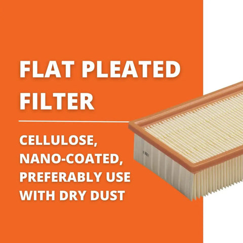 OEM Flat Pleated Dust Extractor Filter For Dry Dust Nano Coated Cellulose Replacement Compatible With Turbo I And Turbo II