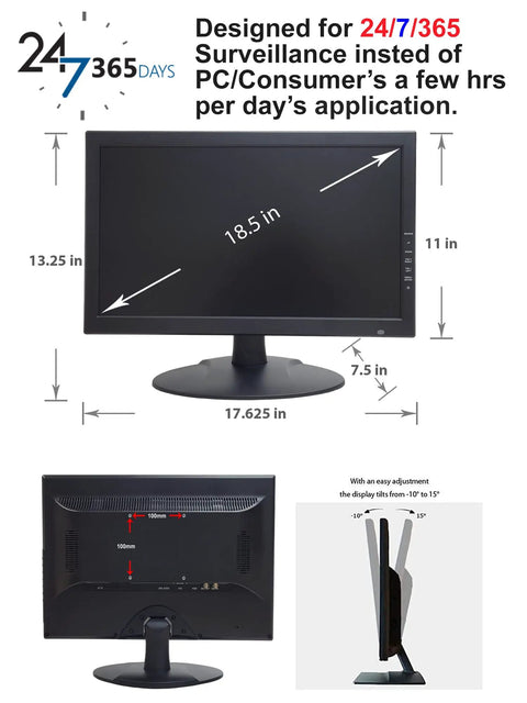 18.5 Inch 4K Security Monitor With SSAA For Ultra Sharp Surveillance HDMI Scaled 4K And 8MP Image Pixel Perfect Display