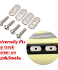 Built Tough Stainless Steel Kayak Rail Track Screws and Nuts Replacement Kit For Kayaks Canoes Boats displayed with mounting example