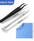 Compact Eyeglass Repair Kit With Precision Screwdriver And Tweezers For Glasses featuring tools and microfiber cloth, size details included.