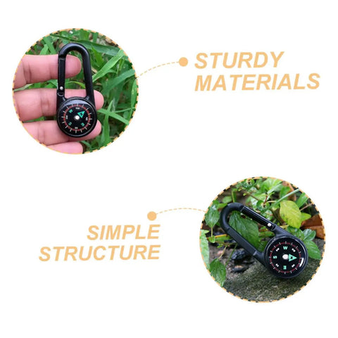 Two Pack Outdoor Hiking Compass With Carabiner Keychain showcasing sturdy materials and simple structure in outdoor setting