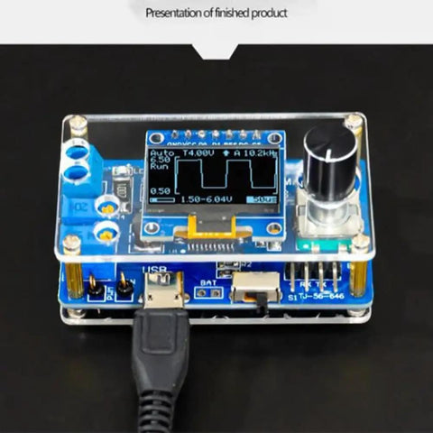 DIY Mini Digital Oscilloscope Kit With STC8K8A Microcontroller on display showing waveform and components