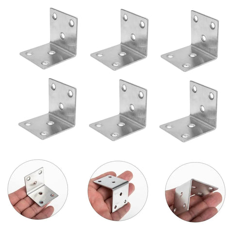 Rock Solid Stainless Steel Corner Bracket And L Bracket Shelf Support For Dope Home Upgrades, six heavy-duty brackets shown.