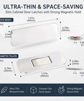 Dimensions of 10 Pack Ultra Thin Magnetic Cabinet Door Catches No Drill Install For Quiet Closures shown in diagram.