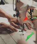 Hands using a sewing machine with an Automatic Fish Type Needle Threader For Sewing Lovers Game Changing Handy Hand Sewing Tool shown close-up.