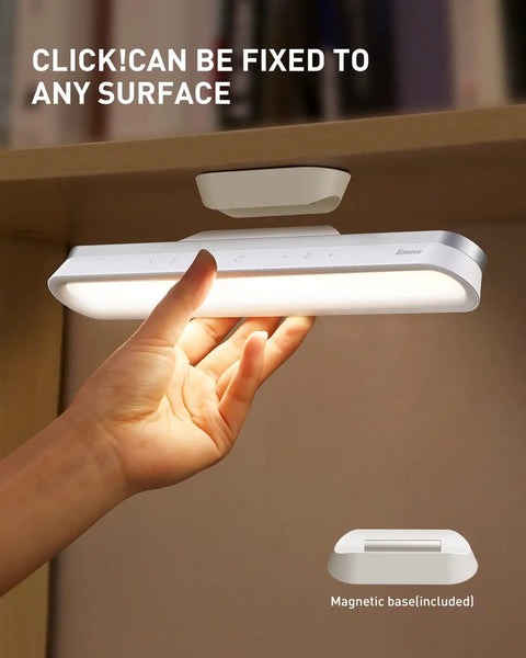 Wireless Under Cabinet Lighting With 42 LED Lights, Magnetic Closet Light being mounted under a shelf using magnetic base
