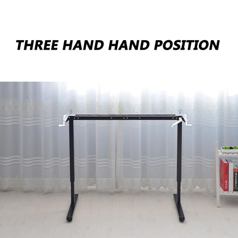 Built Different Crank Adjustable Height Standing Desk frame showing manual lifting mechanism, designed for home or office use.