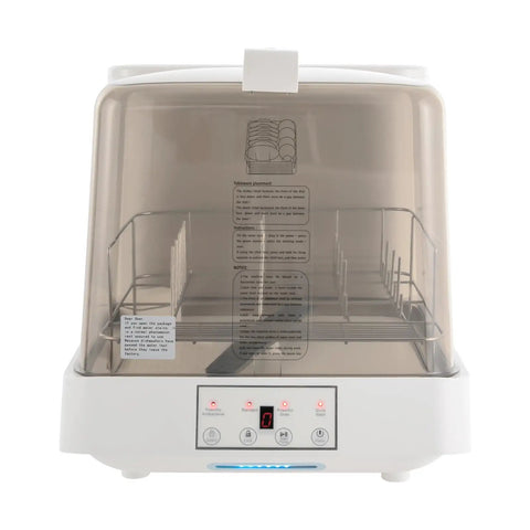 Portable Countertop Mini Dishwasher With 360 Degree Rotating Spray Heads And 1.59 Gallon Tank front view showing control panel and dish rack.
