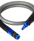 Straight Shooter Hybrid Air Compressor Hose 3/8 Inch By 3 Feet Lays Flat Kink Free Rubber Pvc Build With Aluminum Quick Connect Coupler.