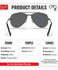 Pilot Shape Non Polarized Sunglasses For Men And Women With Dark Grey Lens Modern Edge Frame All Day Comfort Includes Official Eyewear Kit