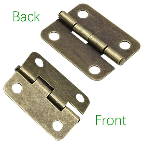 Antique Bronze Mini Hinges 25x19mm 50 Pack With 200 Matching Screws For Wooden Jewelry Boxes Cabinets And Decorative Projects