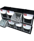 Stackable Eight Drawer Tool Organizer With Tilt Out Drawers For Small Parts, Workshop And Garage Cabinet, Perfect For The Shop, Anti Drop Mechanism, Modular Storage System, Black