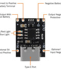 Five Tp4057 1A Lithium Ion Battery Charging Modules With Type C Usb Hookup Overtemp Cutout And Dual Led Status Lights shown with labeled connections.