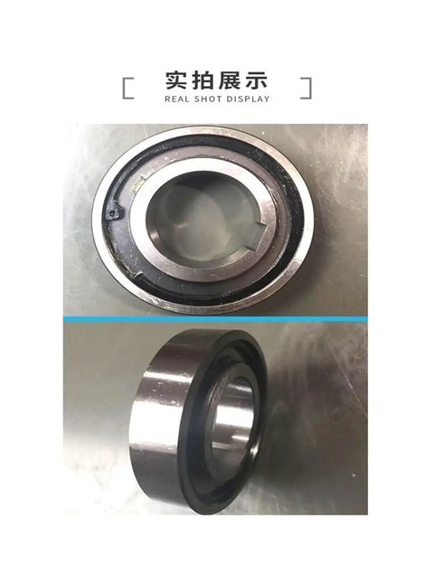 AS15 One Way Bearing 15x35x11mm Overrunning Cam Clutch showing steel unit, side view and top view for textile machinery use.
