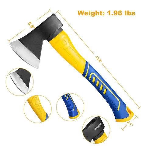 14 Inch Wood Hatchet For Serious Outdoorsmen, Heavy Duty Camp Chopping Axe with Forged Steel Blade and Anti Slip Handle