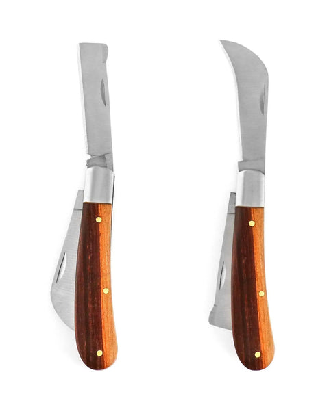 Gardening Grafting Cutter Kit With Two Grafting Tapes For Plant Budding And Fruit Tree Pruning Pro Grade Graft Tool Stainless Steel Blade Wooden Handle