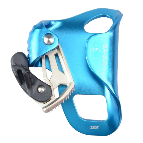Upgraded Chest Ascender For Climbing With Stainless Teeth CE Certified 100 Kilograms Rappelling Gear Blue close-up