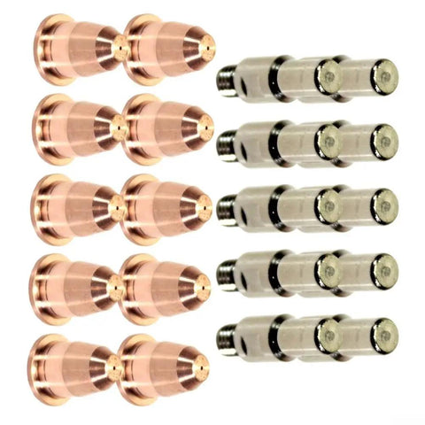 Plasma Cutter Torch Consumables Kit With 20 Pieces For Any Series Includes 10 Electrodes And 10 Nozzles 0.8mm Aperture Replacement Parts For Clean