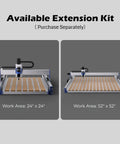 CNC router extension kits, 24x24 and 52x52 work areas for PROVerXL 4030 V2 CNC Router Built For Speed With NEMA 23 Closed Loop Stepper 400W.