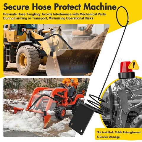 Two Pack Heavy Duty Hydraulic Hose Hanger Holder For Tractor Bolt On Hose Hanger Saver in use on construction equipment