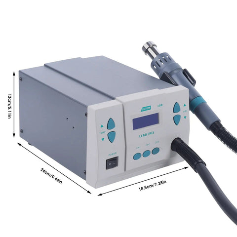 1000W Hot Air Rework Station With Auto Sleep Mode, Pro Grade Fast Heat Soldering Gun And Digital LCD, Temperature Range 212 To 932 Fahrenheit, Adjustable Air Volume, Three Nozzles For Electronics Repair And Micro Soldering.