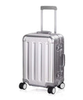 All Aluminum Carry On Luggage With TSA Locks Hard Shell Spinner Suitcase, Aluminum Magnesium Alloy Bumper Corners For Extra Durability, Lightweight 20 Inch Silver Travel Case For Jet Setters