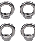 Heavy Duty M12 304 Stainless Steel Lifting Eye Nut Kit With Ring Eye Bolt For Rope Fittings Female Thread Round Eye Corrosion Resistant Pack Of 4, four nuts