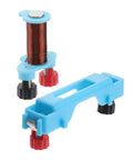 Close-up of Two Set Electromagnet Experiment Kit parts, including blue plastic and metal electromagnet for Physics Teaching Labs.