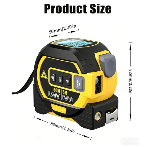 3-in-1 Laser Tape Measure with Cross Line Level,40m/131ft Laser Distance Meter,5m Auto-Lock Tape Measure in compact size.