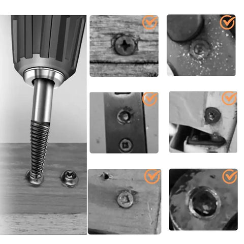 6 Piece Damaged Screw Extractor Set For Stripped Bolts With Chrome Vanadium Hardened Steel Easy Out Remover Kit in use