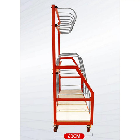 Side view of Hardcore Heavy Duty Vertical Panel Cart With Five Partition Board Sorting Rack, 60 CM wide, for organized storage.