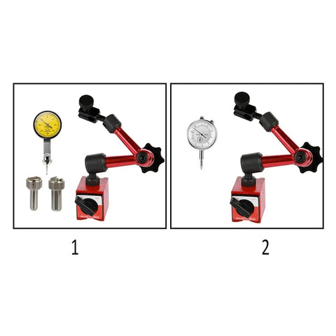Dial Indicator With Magnetic Handle Bore Gauge And Magnetic Stand Base For Pro Grade Precision Measurements 0 To 0.8mm Micrometer Tool Set For Machinists And DIY Pros, red magnetic base