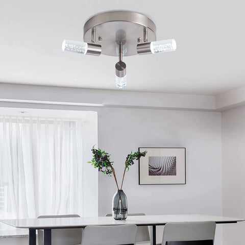 Four-Head Modern Track Lighting Kit with Adjustable Rotatable Heads, 360 Degree Spin and 90 Degree Tilt, ceiling spotlight in dining room.