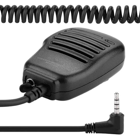 Hands Free Speaker Microphone With 3.5mm Interface For VX Radios Unidirectional Pick Up Clip On Design and coiled cable showing