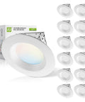 12 Pack 6 Inch LED Recessed Lights with Integrated Junction Box, displaying round light and box packaging