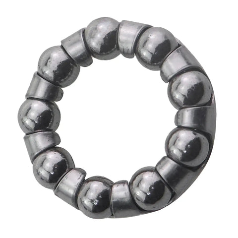 Close-up of Six Pack Quarter Inch Bicycle Fork Ball Bearings Set With Steel Cage showing circular arrangement and shiny steel finish.