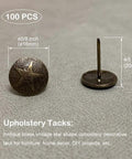 Hardcore Upholstery Tacks And Furniture Nails 100 Pack Heavy Duty Decorative Hardware Big Time Upgrade For DIY Restorations Solid Antique Brass star shape tacks 16mm head 20mm shank for home decor.