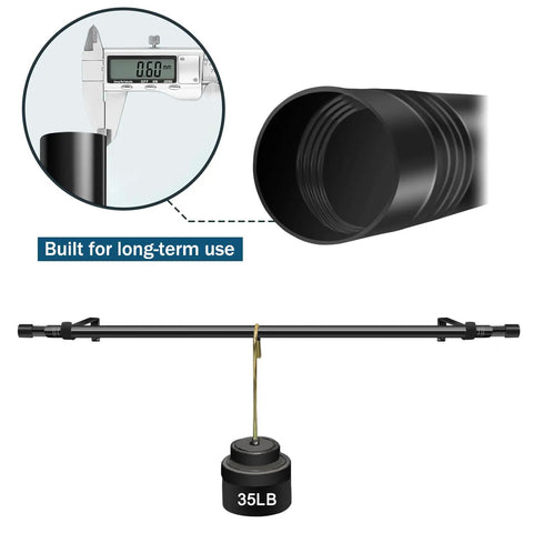 Adjustable Curtain Rod 36 To 63 Inches Black Three Quarter Inch Pole Fits Windows And Patio Easy To Install With Twist