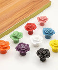 Ceramic Rose Cabinet Knobs 6 Pack Orange Vintage Drawer Pulls For Dresser Wardrobe Kitchen Cupboard Easy Install With Screws In Three Sizes