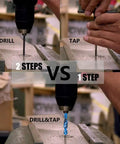 Comparison of two-step drilling and tapping versus using a 6 Piece Drill And Tap Bit Set With Nano Blue Coating For Quick Drilling Tapping Deburring And Countersinking In Metric Sizes M3 M4 M5 M6 M8 M10 With Hex Shank High Speed Steel Tough As Nails Finish For Metal Wood And Plastic.