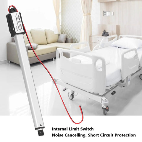 6 Inch Stroke Mini Electric Linear Actuator 12V DC With Built In Limit Switch For Sofa Massage Recliner Home Automation 20N 30mm Per Second Small Compact Actuator Plug And Play, aluminum, hospital bed