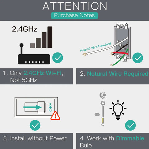 Installation guide for Smart Dimmer Light Switch 2/3 Way With Remote Control And Tuya Smart Life App Compatibility, Neutral Wire Required
