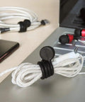 Reusable Silicone Magnetic Cable Ties 20 Pack Black For Neat Cord Organization And Bundling, magnetic tie securing earbuds.