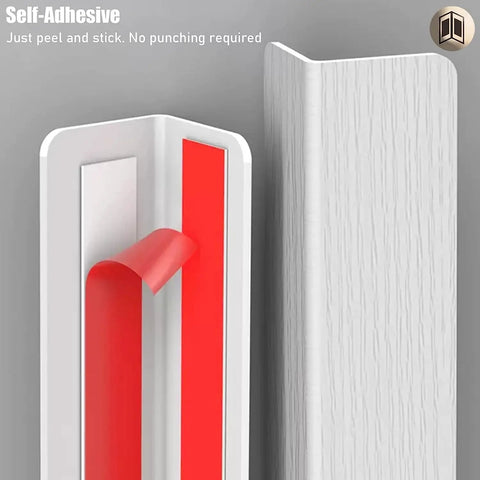 Heavy Duty Self Adhesive Wall Corner Protectors Peel And Stick Corner Guards For Quick Home Refresh showing red adhesive strip.