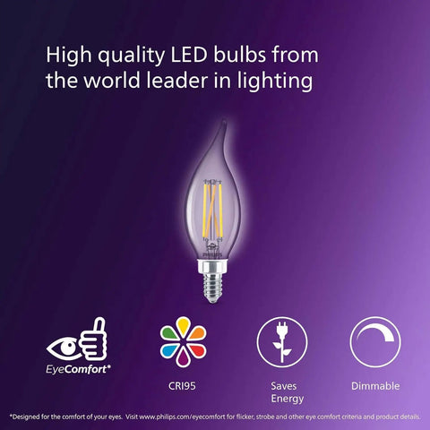 3 Pack LED Candelabra Bulbs E12 Dimmable Soft White 2700K 60W Equiv 500 Lumen Flicker Free Ultra Definition CRI95