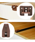 Universal Plastic Drawer Slides With Center Mounted Rails And Smooth Gliding Wheels For Hella Sturdy Dresser Bedside Cabinet Replacement Hardware Package Set Of Six, brown plastic clips shown.