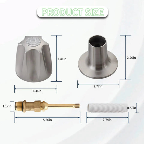 Three Piece Tub And Shower Handle Remodel Kit With Stem Set And Flange Includes 12H-2H 12H-2C 12H-18D Stems Brushed Nickel measurements