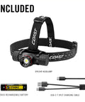 Crazy Bright 2700 Lumen USB C Rechargeable Dual Power LED Headlamp with USB-C cable and battery included