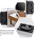 Antique Drawer Ring Pulls Set Of 2 In Black Metal Cabinet Handles For Furniture Doors And Drawers, Vintage Style, Close-Up