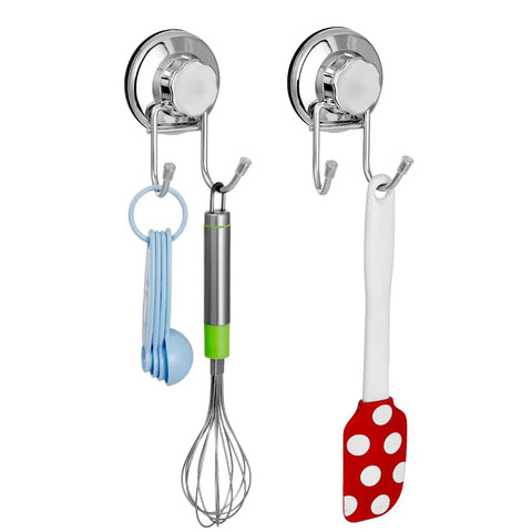 Powerful Vacuum Suction Cup Hooks for Shower and Bathroom on Flat Smooth Surfaces Like Ceramic Tile Glass Mirror Granite